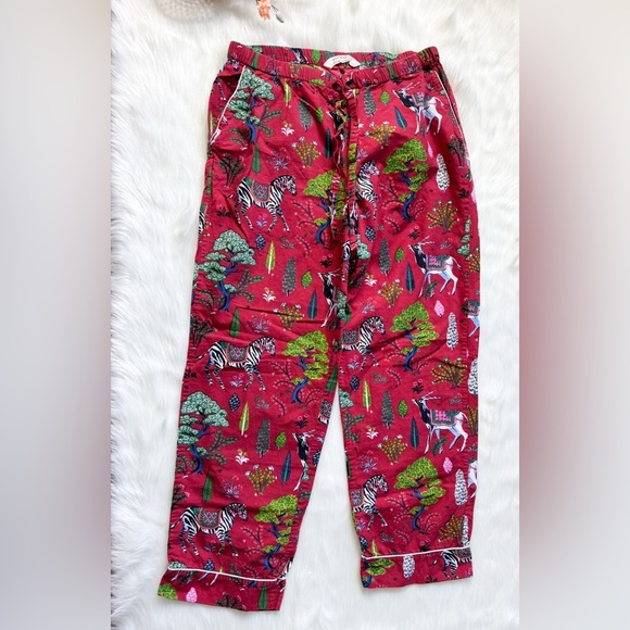 Print Fresh Antelope Forest Pajama Bottoms Pants Ruby Zebra Long XS - Picture 3 of 3